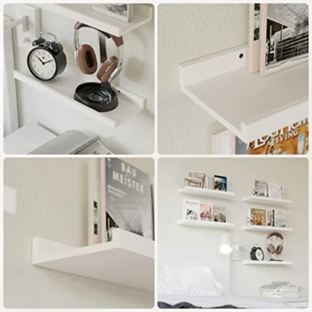 New 5 Set White Floating Shelves, Wall-Mounted Storage for Nursery & Living Room